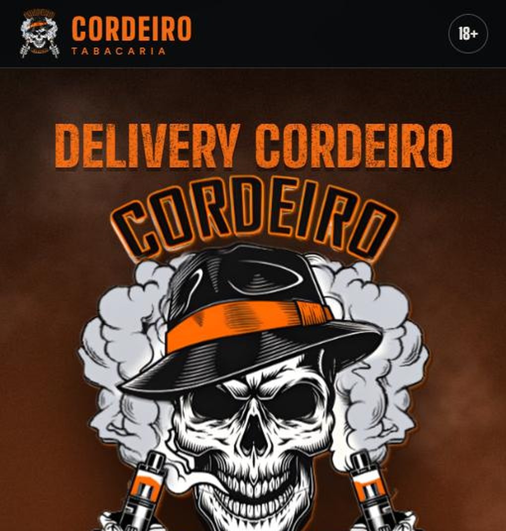 Página inicial do site da Cordeiro Tabacaria