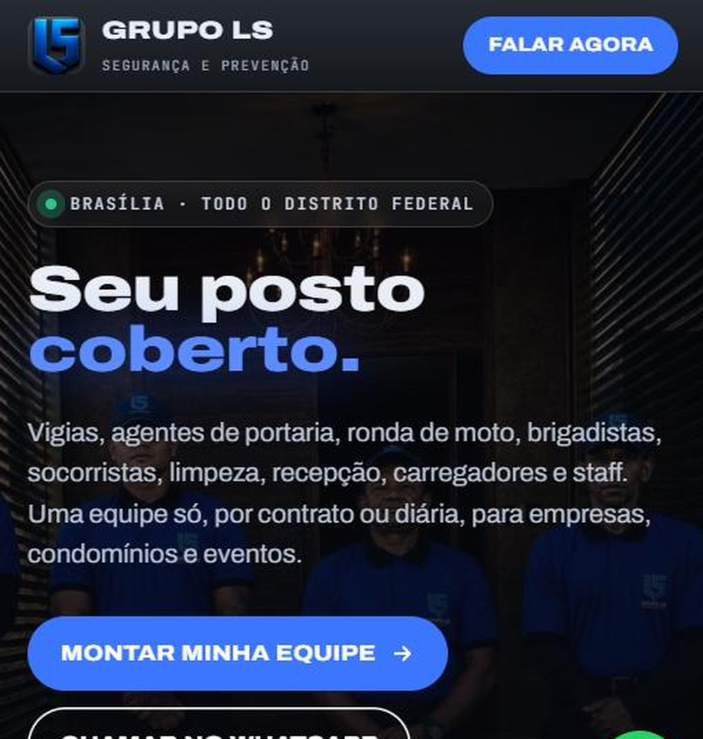 Página inicial do site do Grupo LS