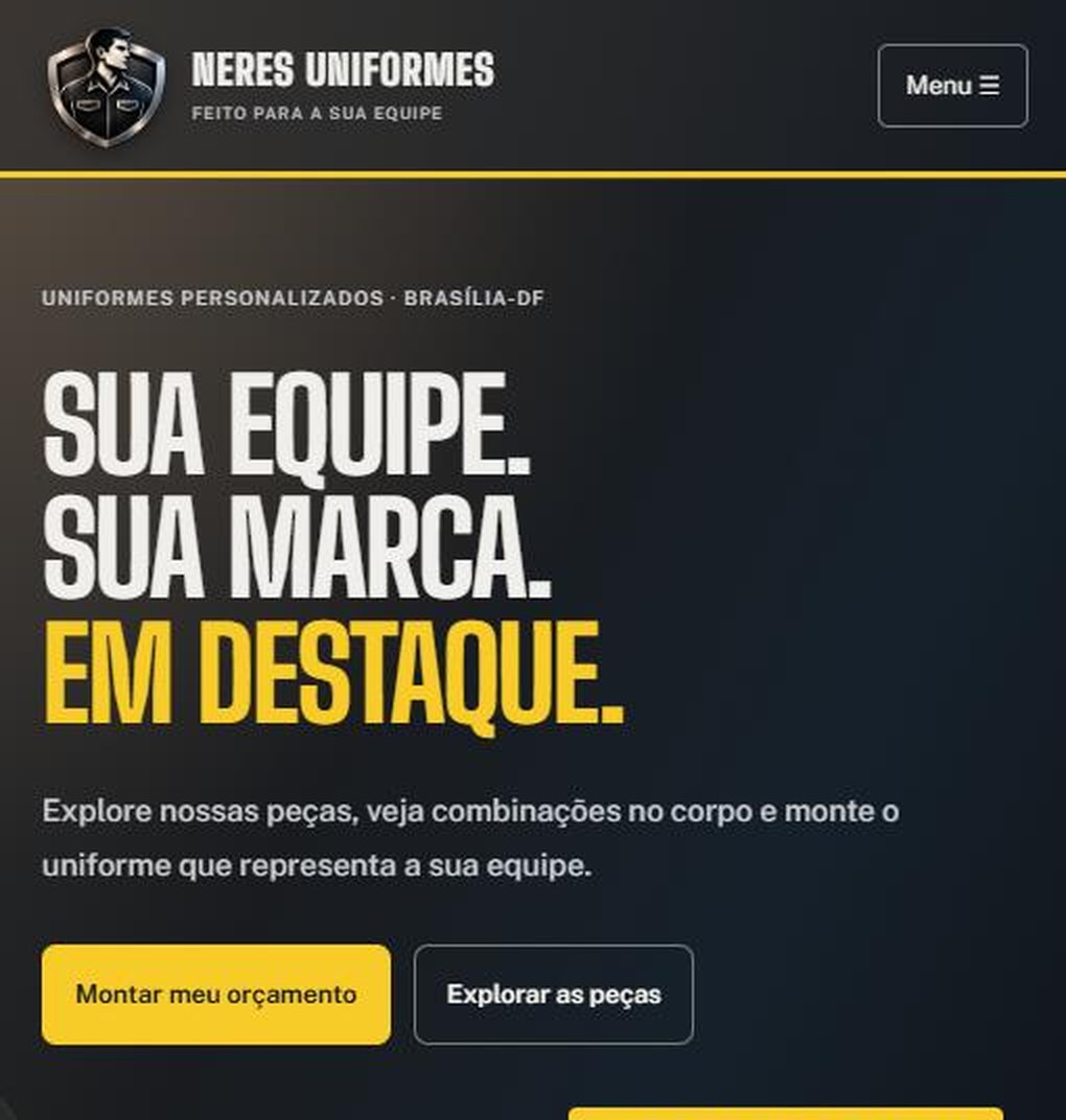 Página inicial do site da Neres Uniformes