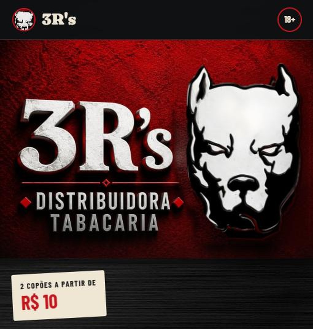 Página inicial do site da Distribuidora 3R's